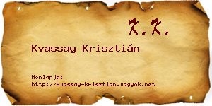 Kvassay Krisztián névjegykártya